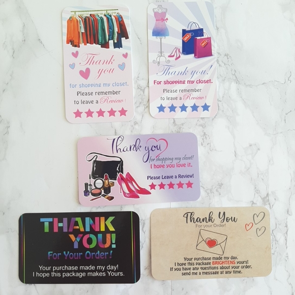 ♥️ 5x25 / 50 Thank You Cards  and 50 stickers - Picture 6 of 9